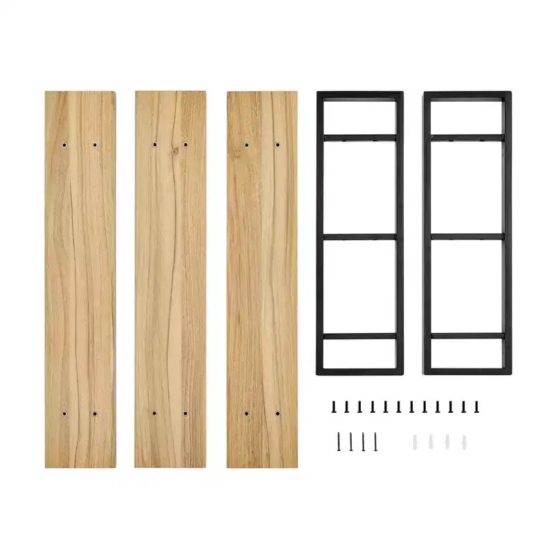 Étagère murale à support flottant à 3 niveaux de 35,5 po x 31,5 po, châtaigne : Rangement en MDF et fer de style moderne du milieu du siècle