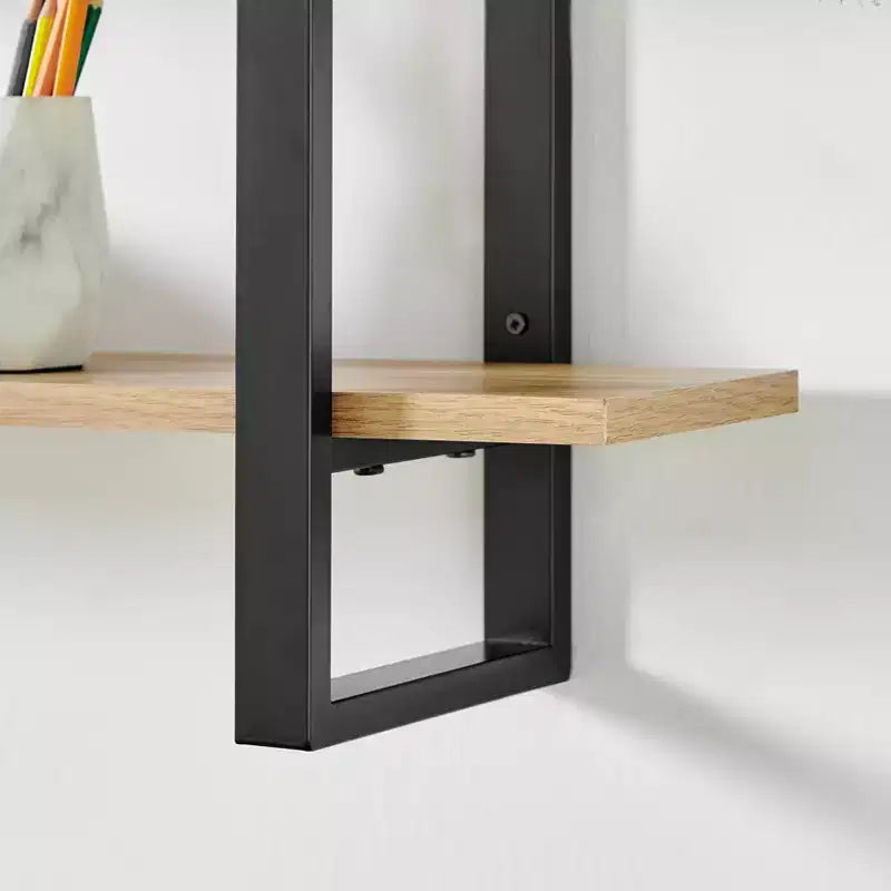 Étagère murale à support flottant à 3 niveaux de 35,5 po x 31,5 po, châtaigne : Rangement en MDF et fer de style moderne du milieu du siècle