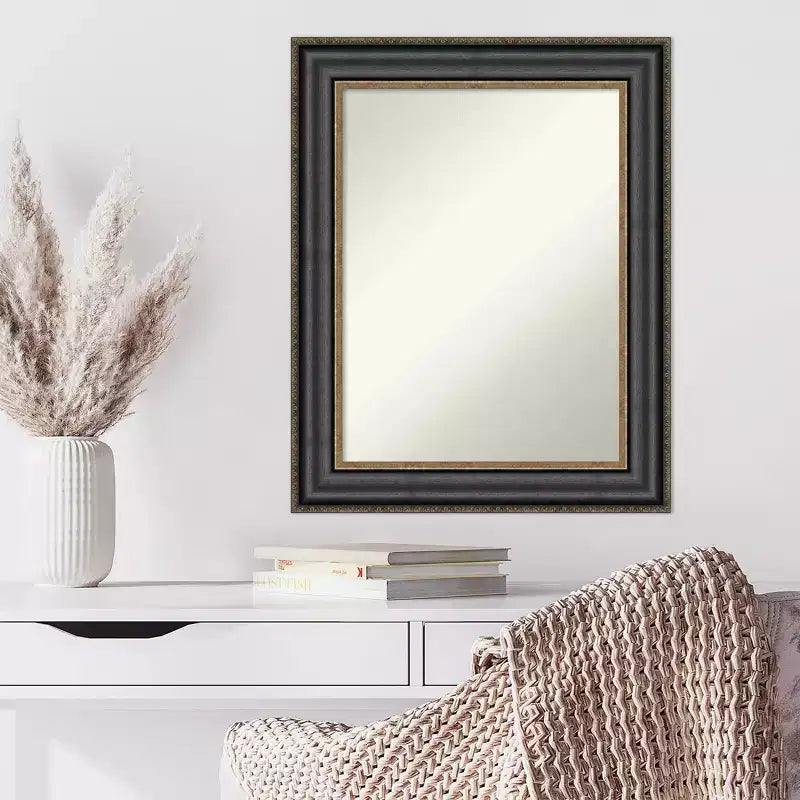 Miroir mural Thomas en bronze noir de 24 po x 30 po non biseauté