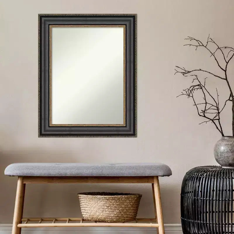 Miroir mural Thomas en bronze noir de 24 po x 30 po non biseauté