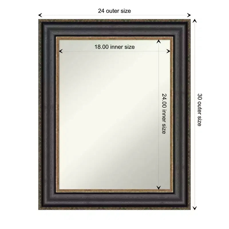 Miroir mural Thomas en bronze noir de 24 po x 30 po non biseauté