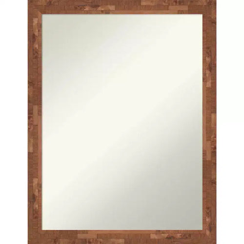 21" x 27" Non-Beveled Fresco Light Pecan Wood Wall Mirror - Amanti Art: Modern Design, Includes Mounting Hardware