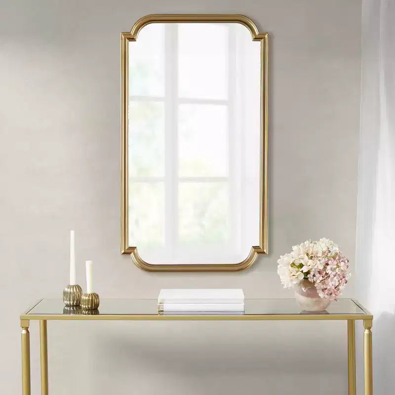 Adelaide Miroir Mural Festonné en Bois Doré - : Style Glamour Luxe, Cadre MDF, Aucun Assemblage Requis