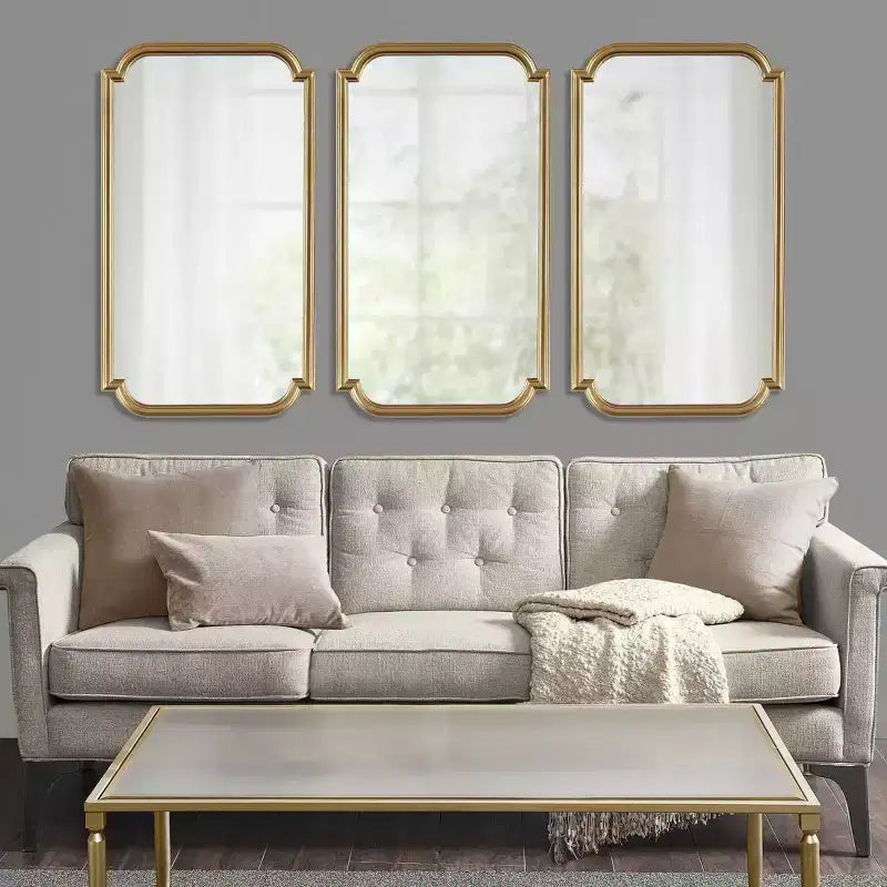 Adelaide Miroir Mural Festonné en Bois Doré - : Style Glamour Luxe, Cadre MDF, Aucun Assemblage Requis