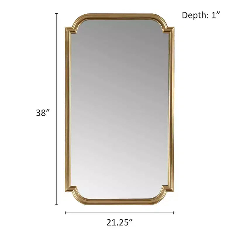Adelaide Miroir Mural Festonné en Bois Doré - : Style Glamour Luxe, Cadre MDF, Aucun Assemblage Requis