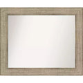 Amanti Art 34"x28" Non-Beveled Trellis Silver Wood Bathroom Wall Mirror : Modern Rectangular Design, Includes Mounting Hardware