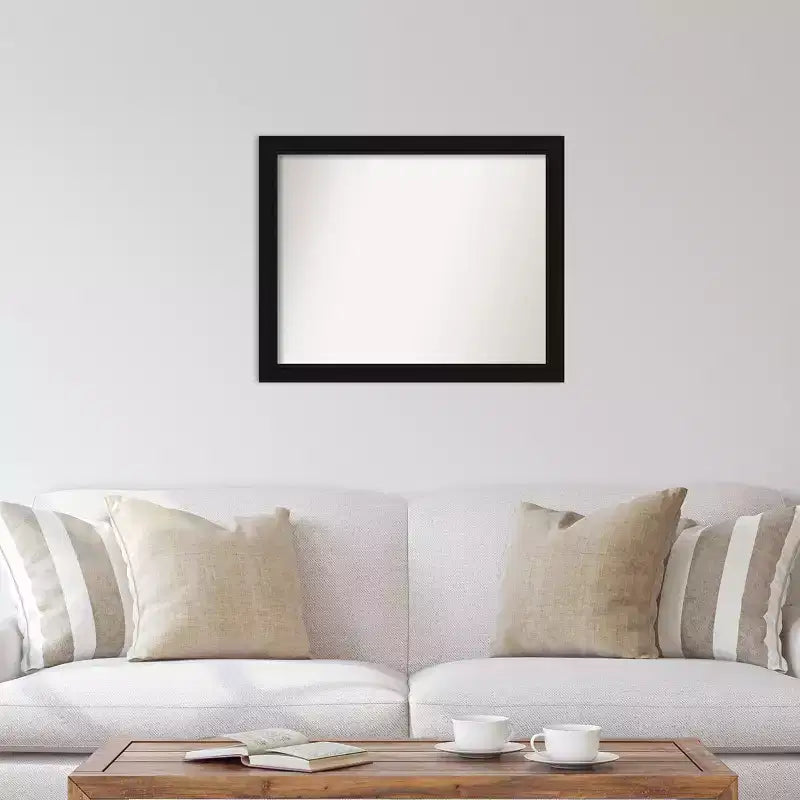 Miroir mural noir 31" x 25" non biseauté - : Style moderne, cadre en polystyrène, matériel de montage inclus