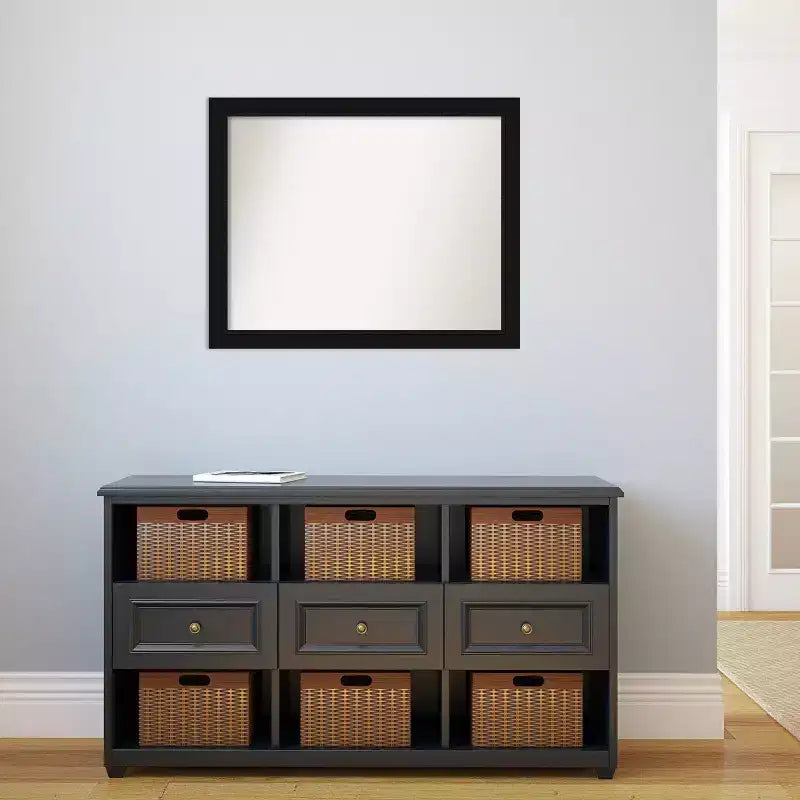 Miroir mural noir 31" x 25" non biseauté - : Style moderne, cadre en polystyrène, matériel de montage inclus