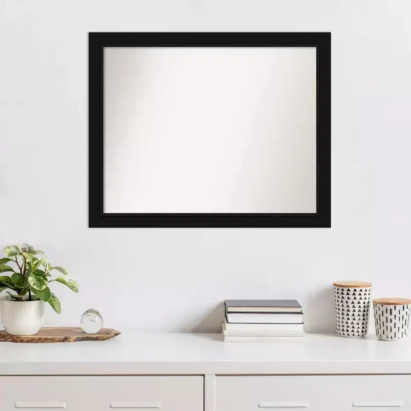 Miroir mural noir 31" x 25" non biseauté - : Style moderne, cadre en polystyrène, matériel de montage inclus