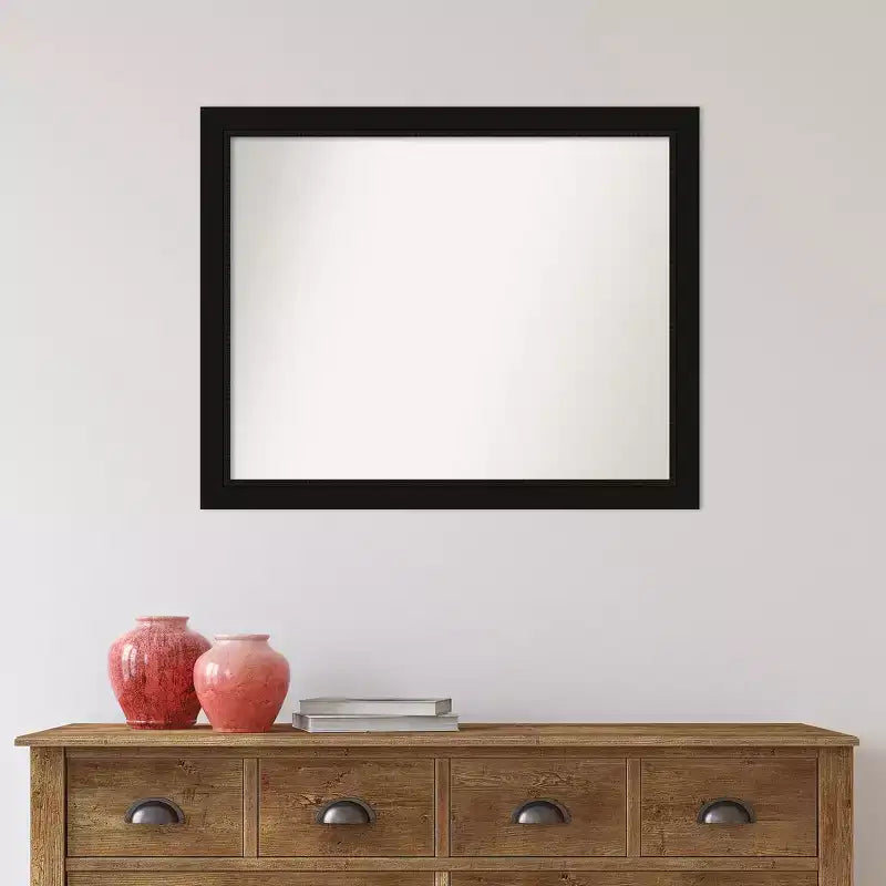 Miroir mural noir 31" x 25" non biseauté - : Style moderne, cadre en polystyrène, matériel de montage inclus