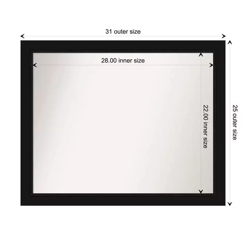Miroir mural noir 31" x 25" non biseauté - : Style moderne, cadre en polystyrène, matériel de montage inclus