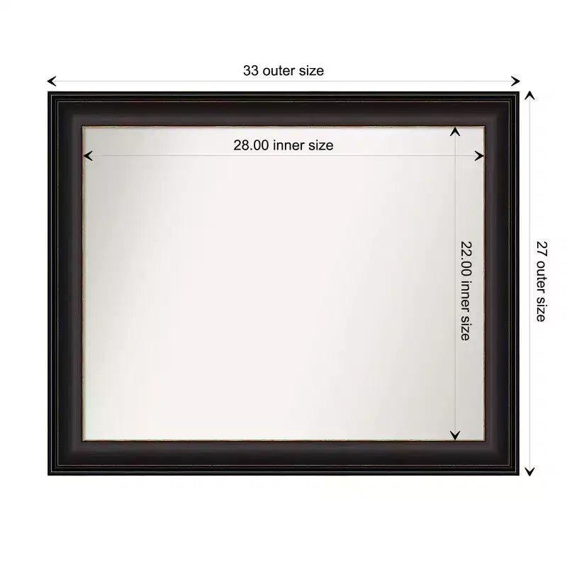 Miroir mural trio non biseauté 33" x 27" en bronze huilé - : Rectangle moderne, Quincaillerie de fixation incluse
