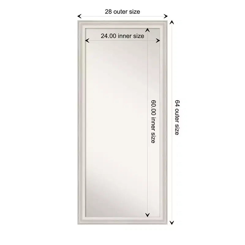 Miroir pleine longueur à poser au sol, cadre trio blanc lavé argenté, non biseauté, 29 po x 65 po