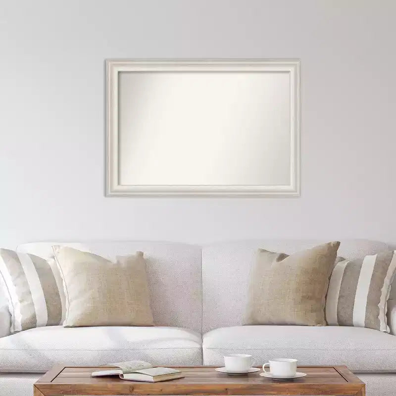 41" x 29" Non-Beveled Trio White Wash Silver Wall Mirror