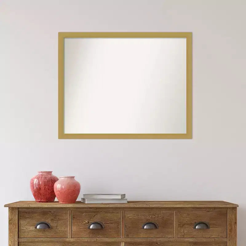 Miroir Mural de Salle de Bain Étroit Grace Non Biseauté 30" x 24" Or Brossé - : Rectangle, Fixation Murale, Style Moderne