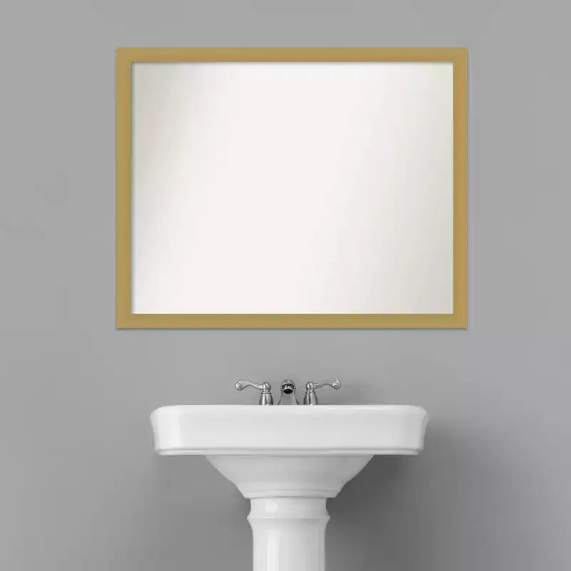 Miroir Mural de Salle de Bain Étroit Grace Non Biseauté 30" x 24" Or Brossé - : Rectangle, Fixation Murale, Style Moderne
