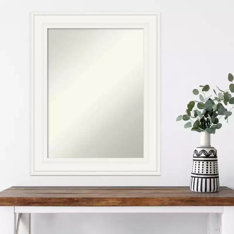 Miroir mural blanc à bord droit de 24" x 30" - : Rectangulaire moderne, cadre en polystyrène, quincaillerie de montage incluse