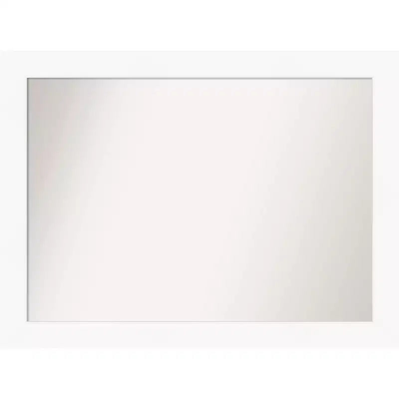 44" x 33" Non-Beveled Cabinet White Wall Mirror - Amanti Art: Modern Rectangle, Includes Mounting Hardware