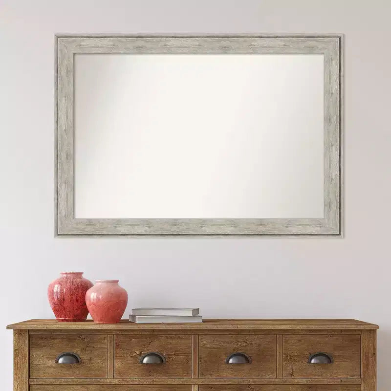 Miroir mural métallisé craquelé non biseauté de 41 po x 29 po - : Rectangulaire moderne, quincaillerie de montage incluse