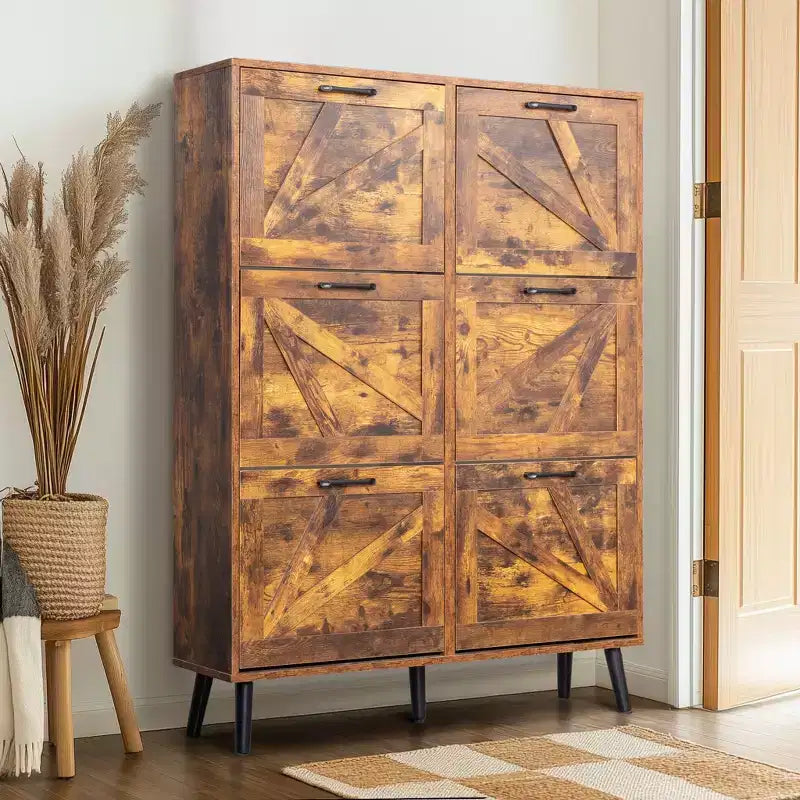 Karl Home Wooden 6 Flip Drawers Shoe Cabinet