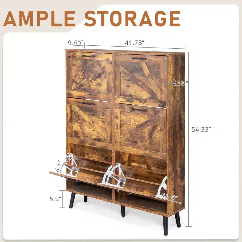 Wooden 6 Flip Drawers Shoe Cabinet