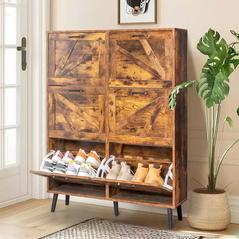 Meuble à chaussures en bois à 6 tiroirs basculants