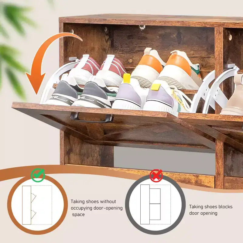 Meuble à chaussures en bois à 6 tiroirs basculants