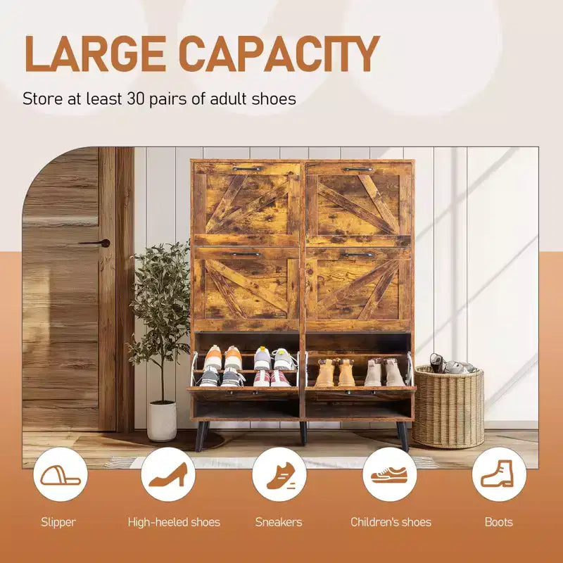 Meuble à chaussures en bois à 6 tiroirs basculants