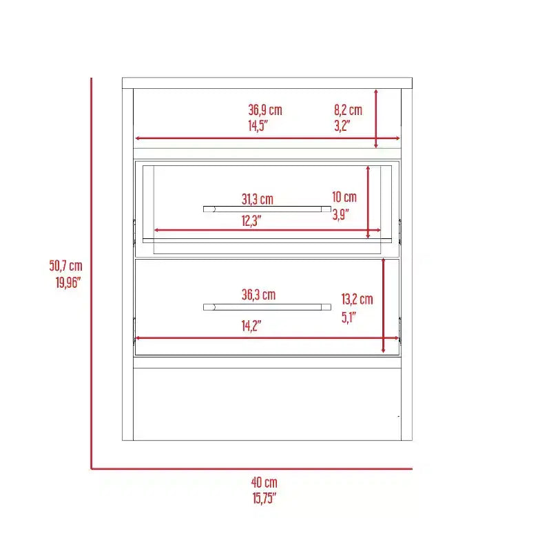 Cette table de chevet, table d'appoint, bout de canapé, plateau supérieur, deux tiroirs - Blanc / Chêne clair combine un style contemporain et un rangement intelligent.