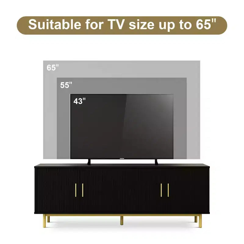 70 Fluted TV Stand for TVs up to 80 Inches,Entertainment Center with Storage & Adjustable Shelf,Modern TV Console for Living Room and Bedroom