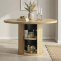 JVNOXK 43 Round Wood Dining Table for 4 with Sturdy Metal Base, Modern Kitchen Table
