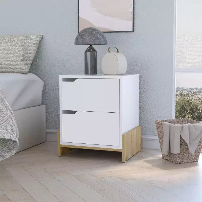 Lovell Stylish Functional 2 Drawer Nightstand for Bedroom Living Room