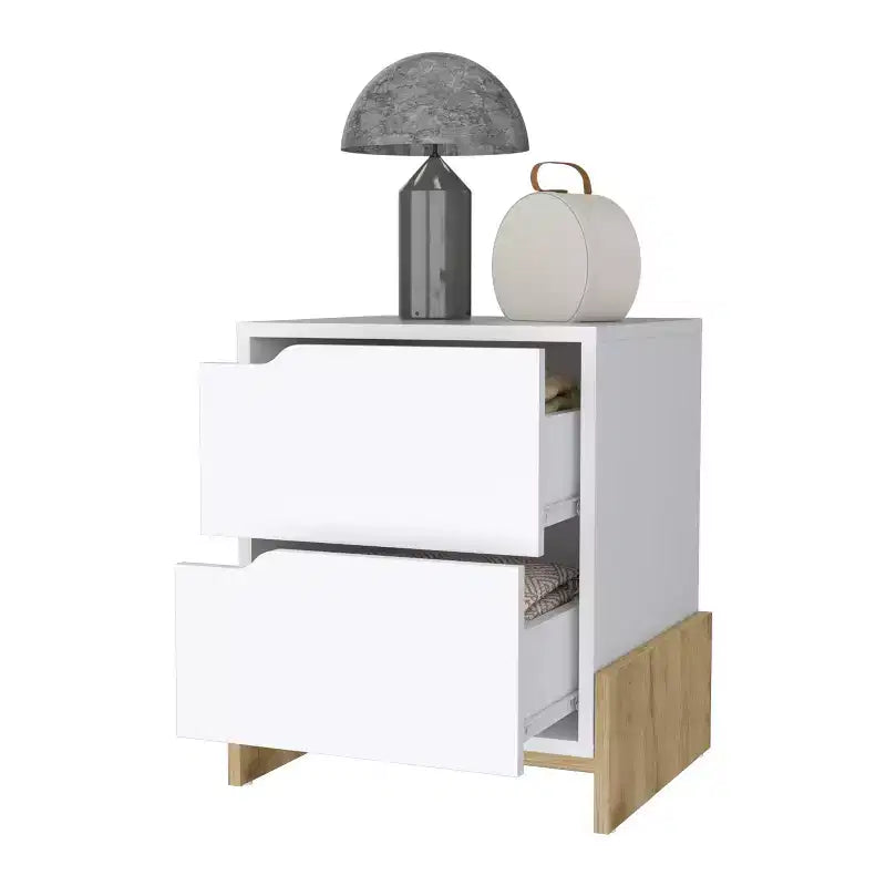 Table de chevet élégante et fonctionnelle à 2 tiroirs pour chambre à coucher ou salon