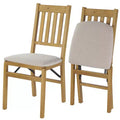 Stackmore Arts and Craft Wooden Folding Chairs with Padded Seats, Oak, Set of 2