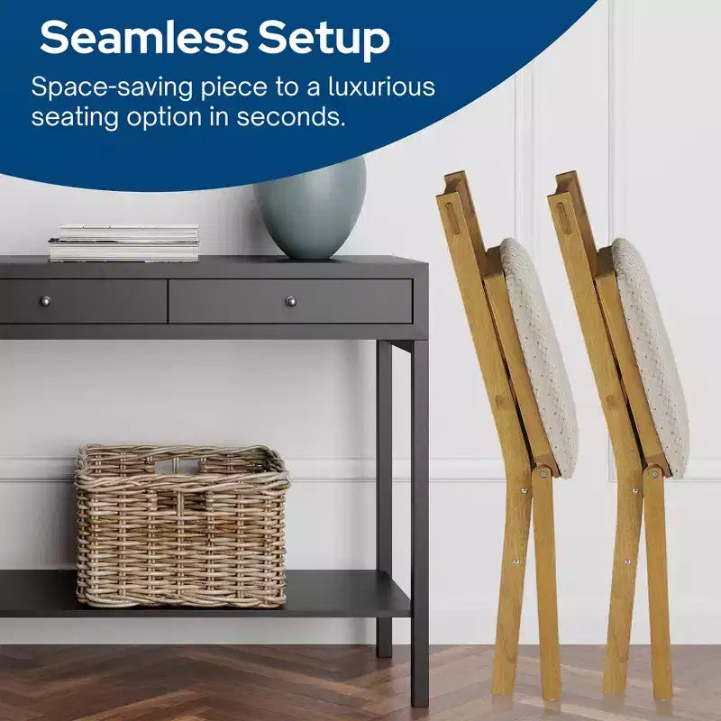 Chaises pliantes en bois, style Arts & Crafts, avec sièges rembourrés, chêne, lot de 2