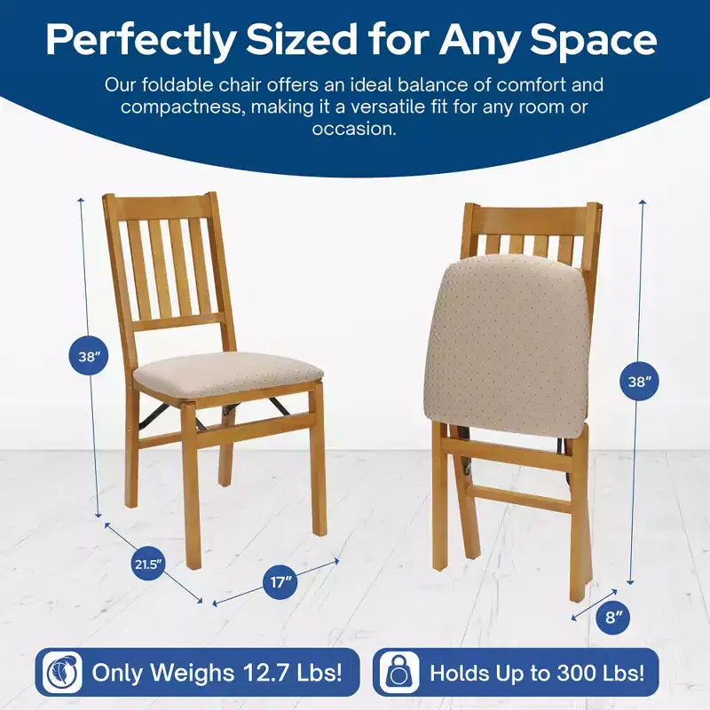 Chaises pliantes en bois, style Arts & Crafts, avec sièges rembourrés, chêne, lot de 2