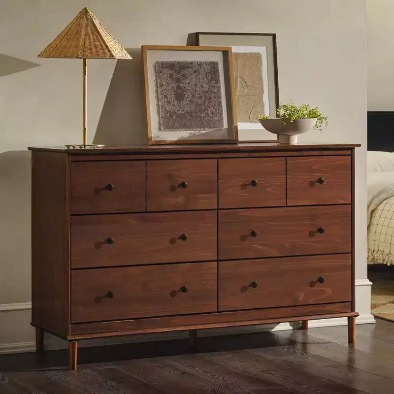 Commode classique horizontale à 6 tiroirs, style moderne du milieu du siècle