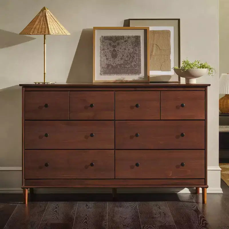 Commode classique horizontale à 6 tiroirs, style moderne du milieu du siècle