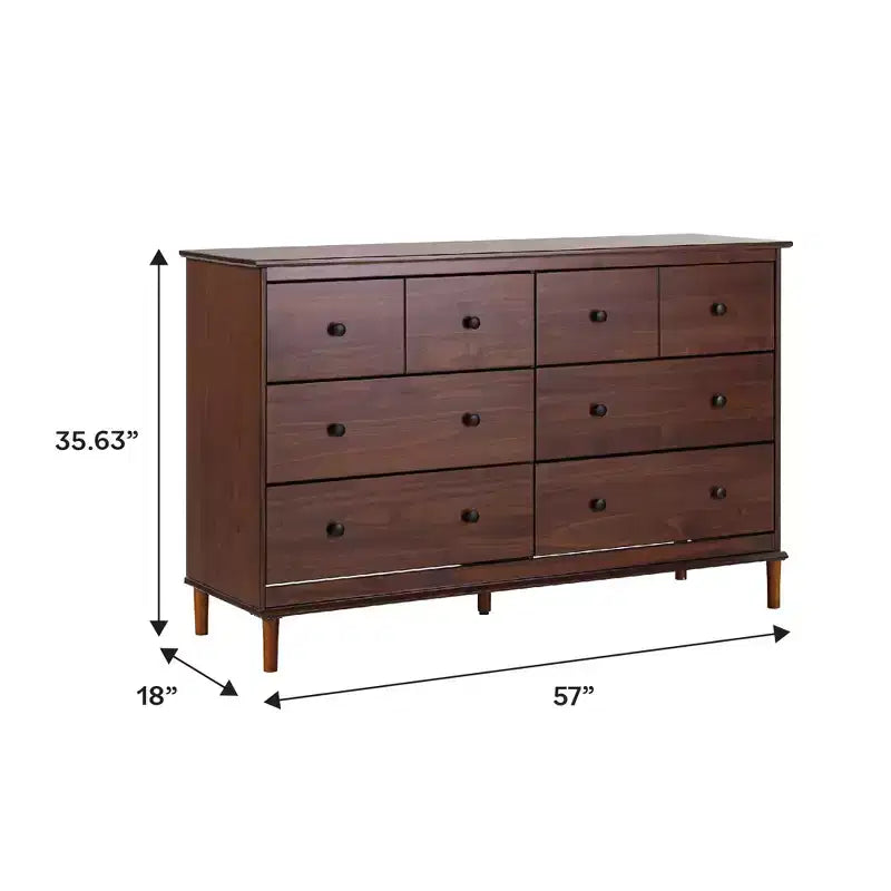 Commode classique horizontale à 6 tiroirs, style moderne du milieu du siècle