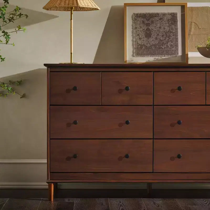 Commode classique horizontale à 6 tiroirs, style moderne du milieu du siècle