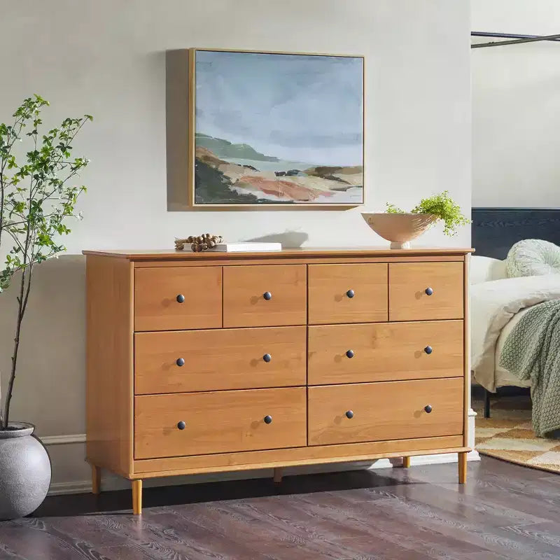 Commode classique horizontale à 6 tiroirs, style moderne du milieu du siècle