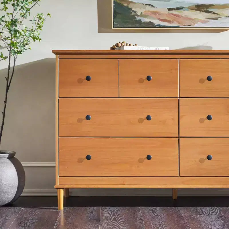 Commode classique horizontale à 6 tiroirs, style moderne du milieu du siècle