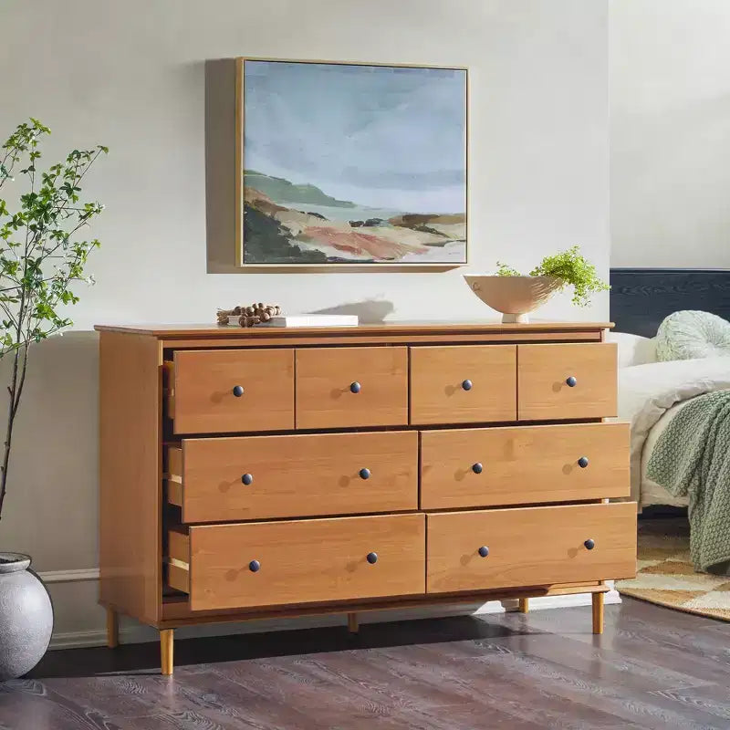 Commode classique horizontale à 6 tiroirs, style moderne du milieu du siècle