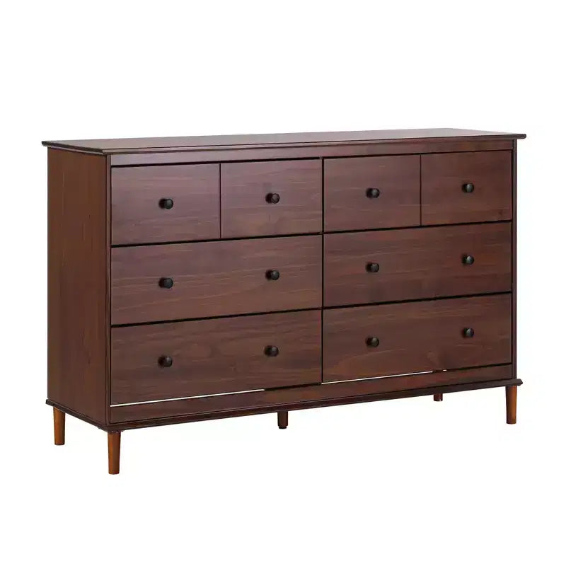 Classic Mid-Century Modern Horizontal 6 Drawer Dresser