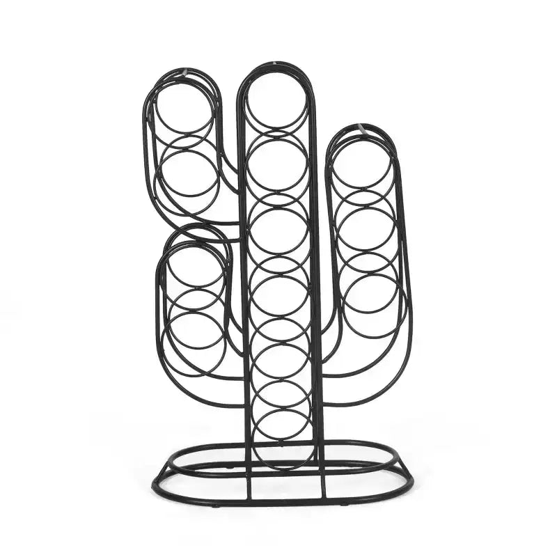 Casier à vin de comptoir moderne, métal noir, 59 x 37,5 x 20,3 cm, autoportant, capacité 12 bouteilles, rangement de bar contemporain