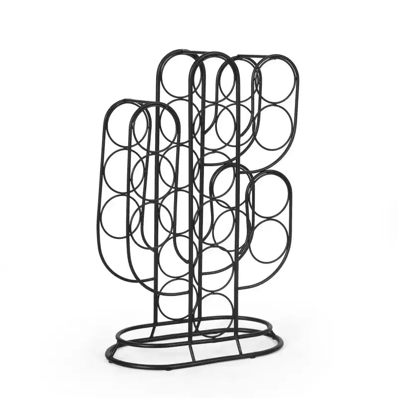 Modern Wine Rack Countertop, Black Metal, 23.25 x 14.75 x 8 Inches, Freestanding Design, Holds 12 Bottles, Contemporary Home Bar Storage