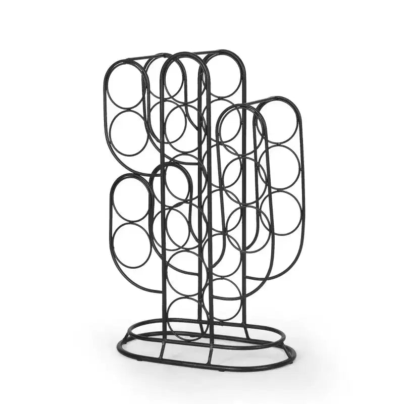 Casier à vin de comptoir moderne, métal noir, 59 x 37,5 x 20,3 cm, autoportant, capacité 12 bouteilles, rangement de bar contemporain