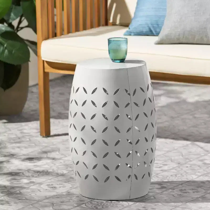 LILAC 12 Accent Side Table, Cylindrical Design End Table for Living Room, Family Room, or Entryway, Industrial