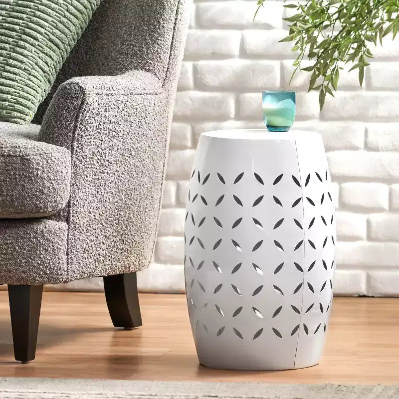 LILAC 12 Accent Side Table, Cylindrical Design End Table for Living Room, Family Room, or Entryway, Industrial
