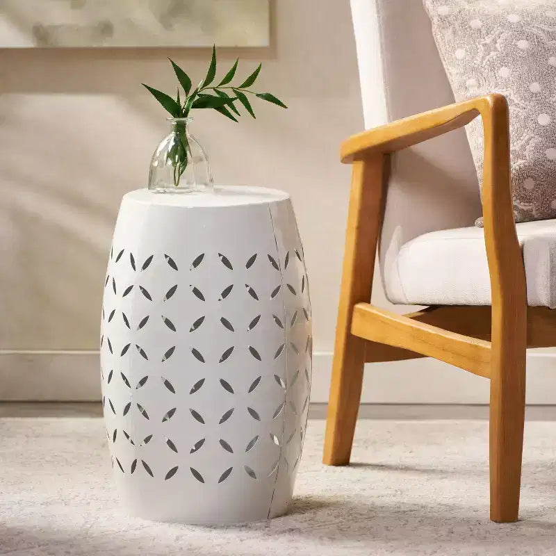 Table d'appoint LILAC 12 Accent, table d'appoint cylindrique pour salon, salle familiale ou entrée, style industriel